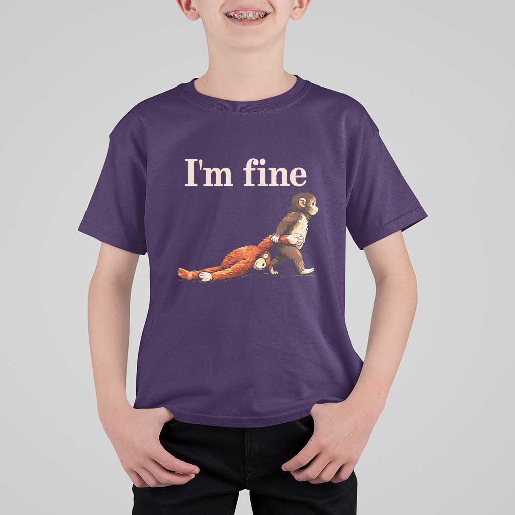 I’m Fine Funny Monkey Meme T Shirt For Kid Viral Punch Baby Monkey Relatable Cute Gift