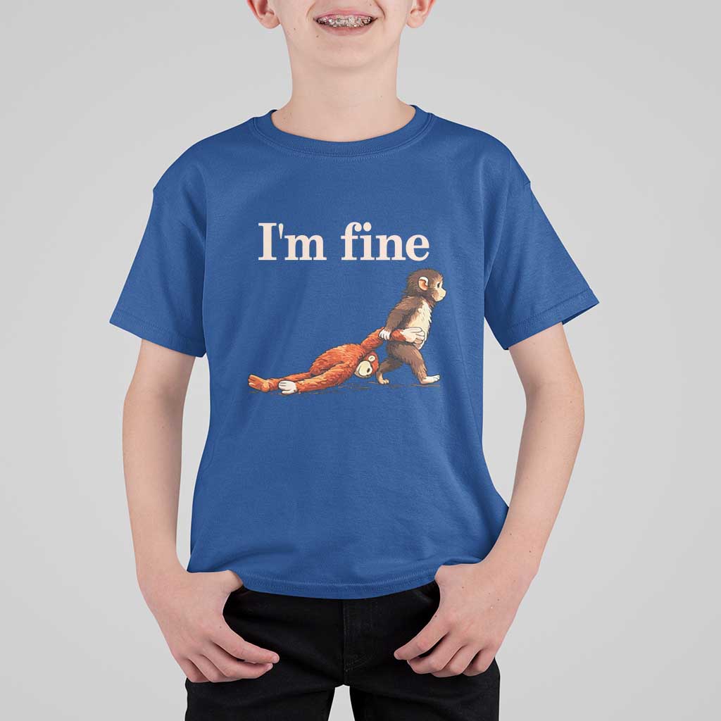 I’m Fine Funny Monkey Meme T Shirt For Kid Viral Punch Baby Monkey Relatable Cute Gift