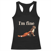 I’m Fine Funny Monkey Meme Racerback Tank Top Viral Punch Baby Monkey Relatable Cute Gift