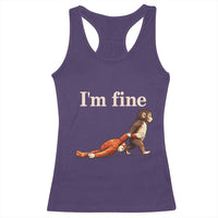 I’m Fine Funny Monkey Meme Racerback Tank Top Viral Punch Baby Monkey Relatable Cute Gift