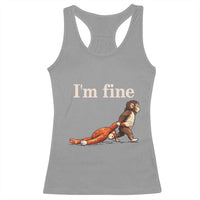 I’m Fine Funny Monkey Meme Racerback Tank Top Viral Punch Baby Monkey Relatable Cute Gift