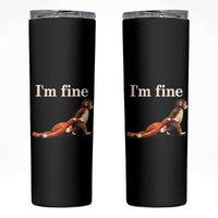 I’m Fine Funny Monkey Meme Skinny Tumbler Viral Punch Baby Monkey Relatable Cute Gift