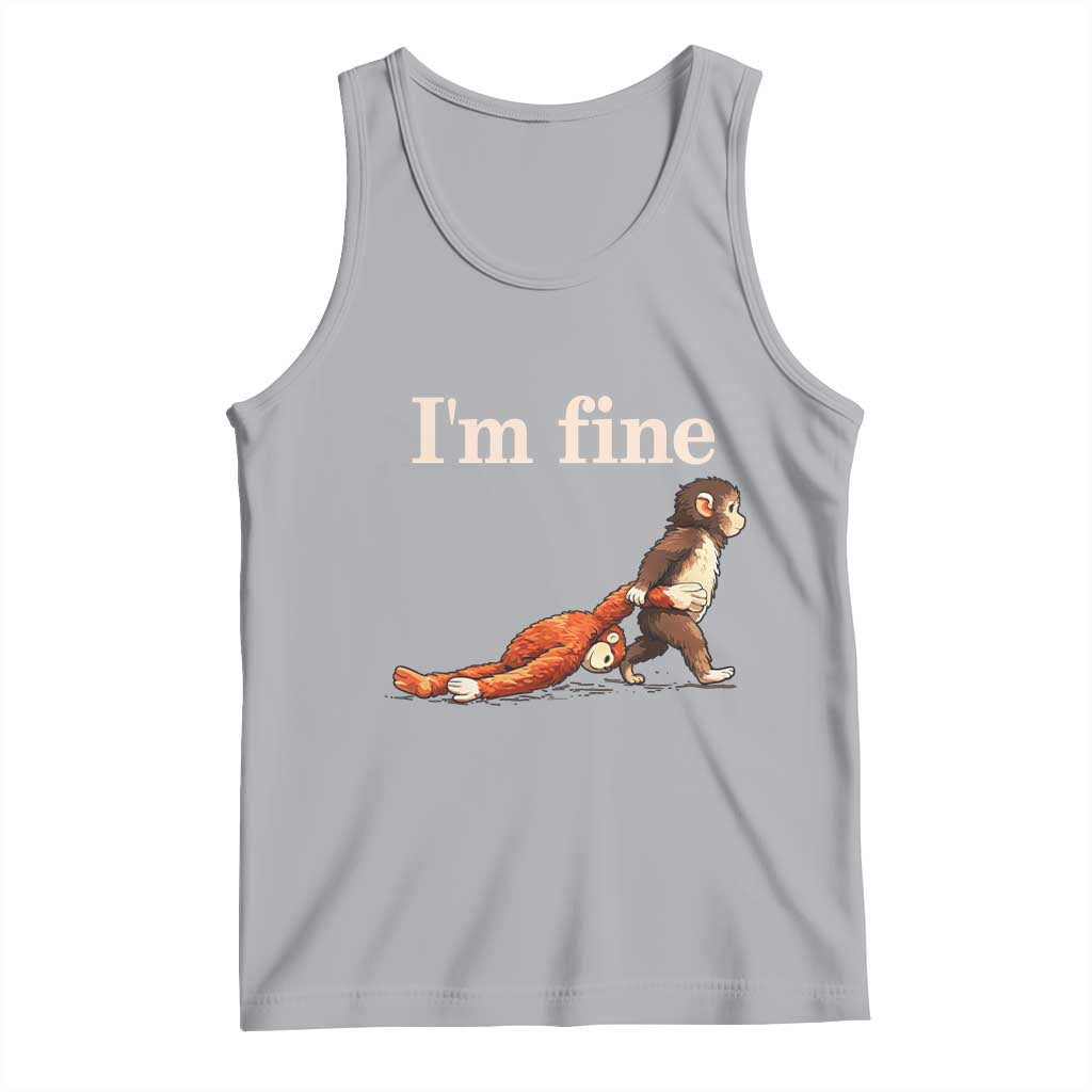 I’m Fine Funny Monkey Meme Tank Top Viral Punch Baby Monkey Relatable Cute Gift