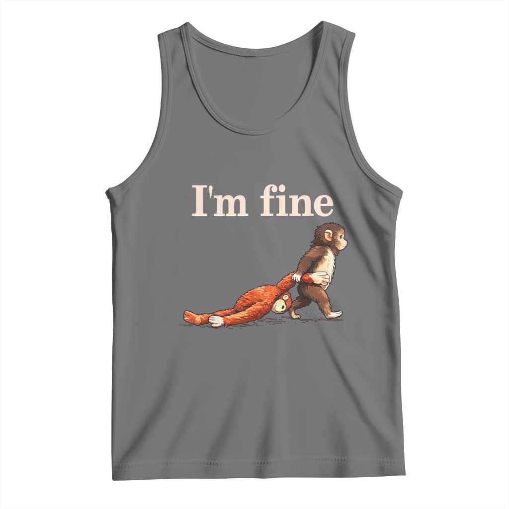 I’m Fine Funny Monkey Meme Tank Top Viral Punch Baby Monkey Relatable Cute Gift