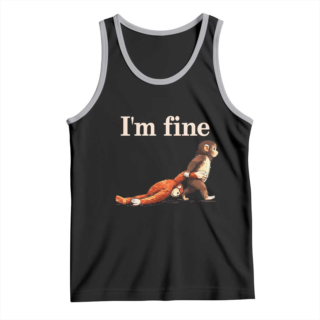 I’m Fine Funny Monkey Meme Tank Top Viral Punch Baby Monkey Relatable Cute Gift