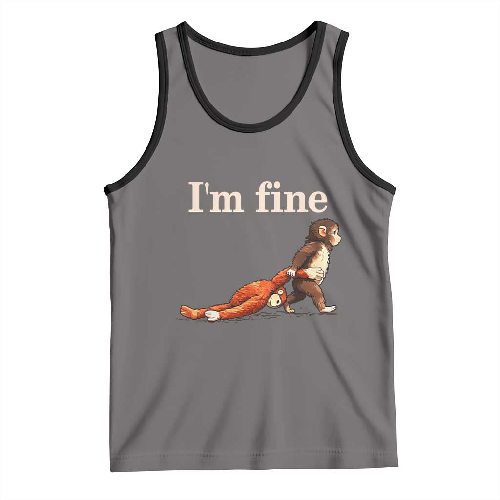 I’m Fine Funny Monkey Meme Tank Top Viral Punch Baby Monkey Relatable Cute Gift