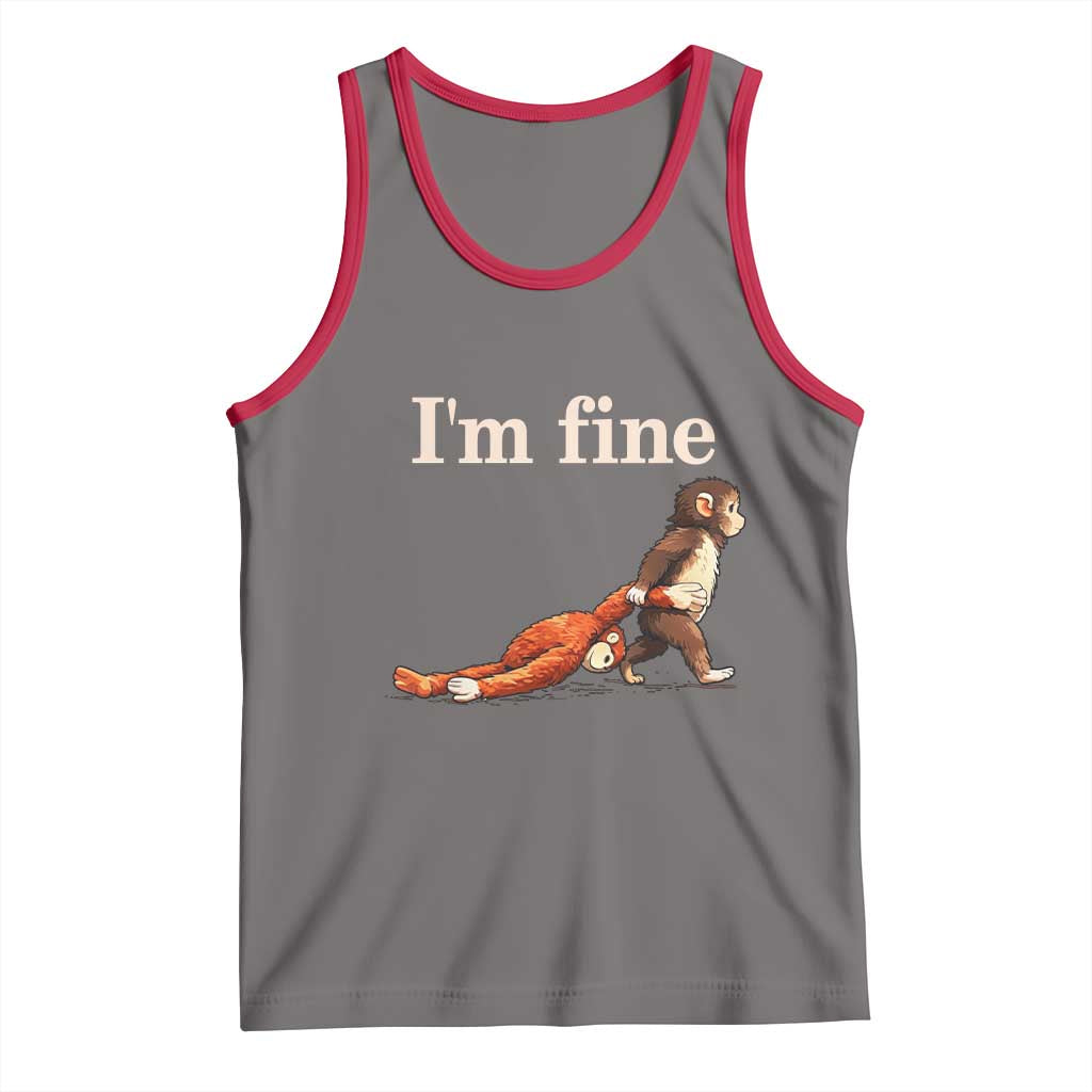 I’m Fine Funny Monkey Meme Tank Top Viral Punch Baby Monkey Relatable Cute Gift