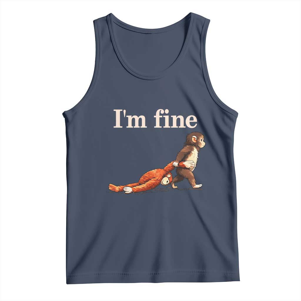 I’m Fine Funny Monkey Meme Tank Top Viral Punch Baby Monkey Relatable Cute Gift