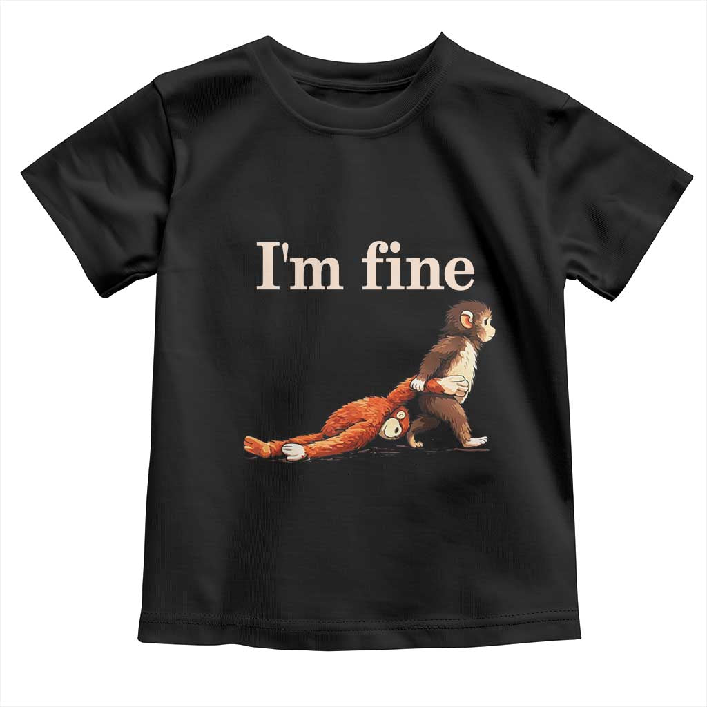 I’m Fine Funny Monkey Meme Toddler T Shirt Viral Punch Baby Monkey Relatable Cute Gift