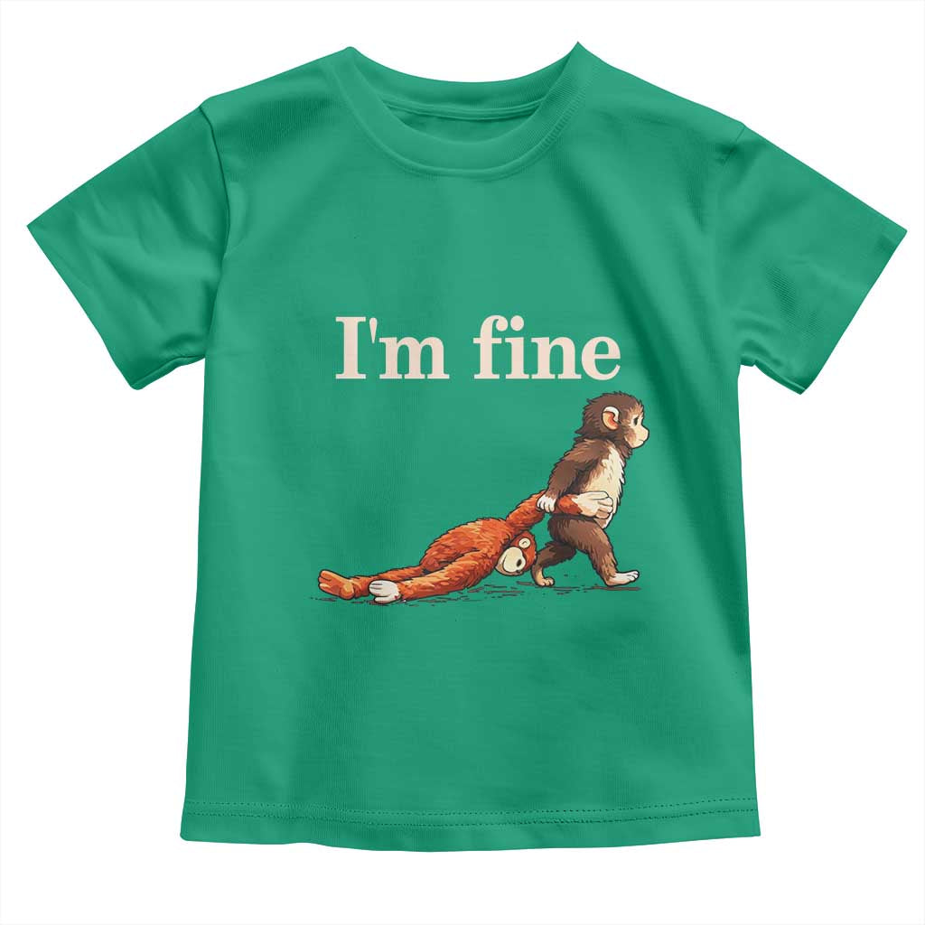 I’m Fine Funny Monkey Meme Toddler T Shirt Viral Punch Baby Monkey Relatable Cute Gift