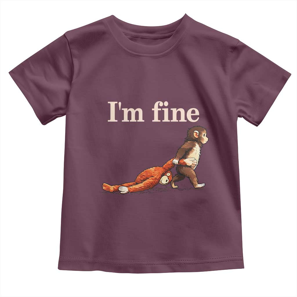 I’m Fine Funny Monkey Meme Toddler T Shirt Viral Punch Baby Monkey Relatable Cute Gift