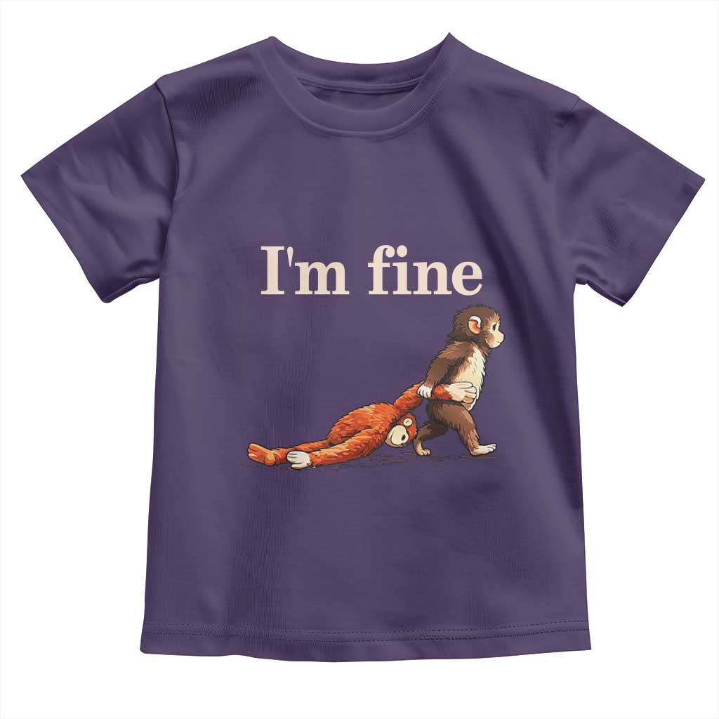 I’m Fine Funny Monkey Meme Toddler T Shirt Viral Punch Baby Monkey Relatable Cute Gift