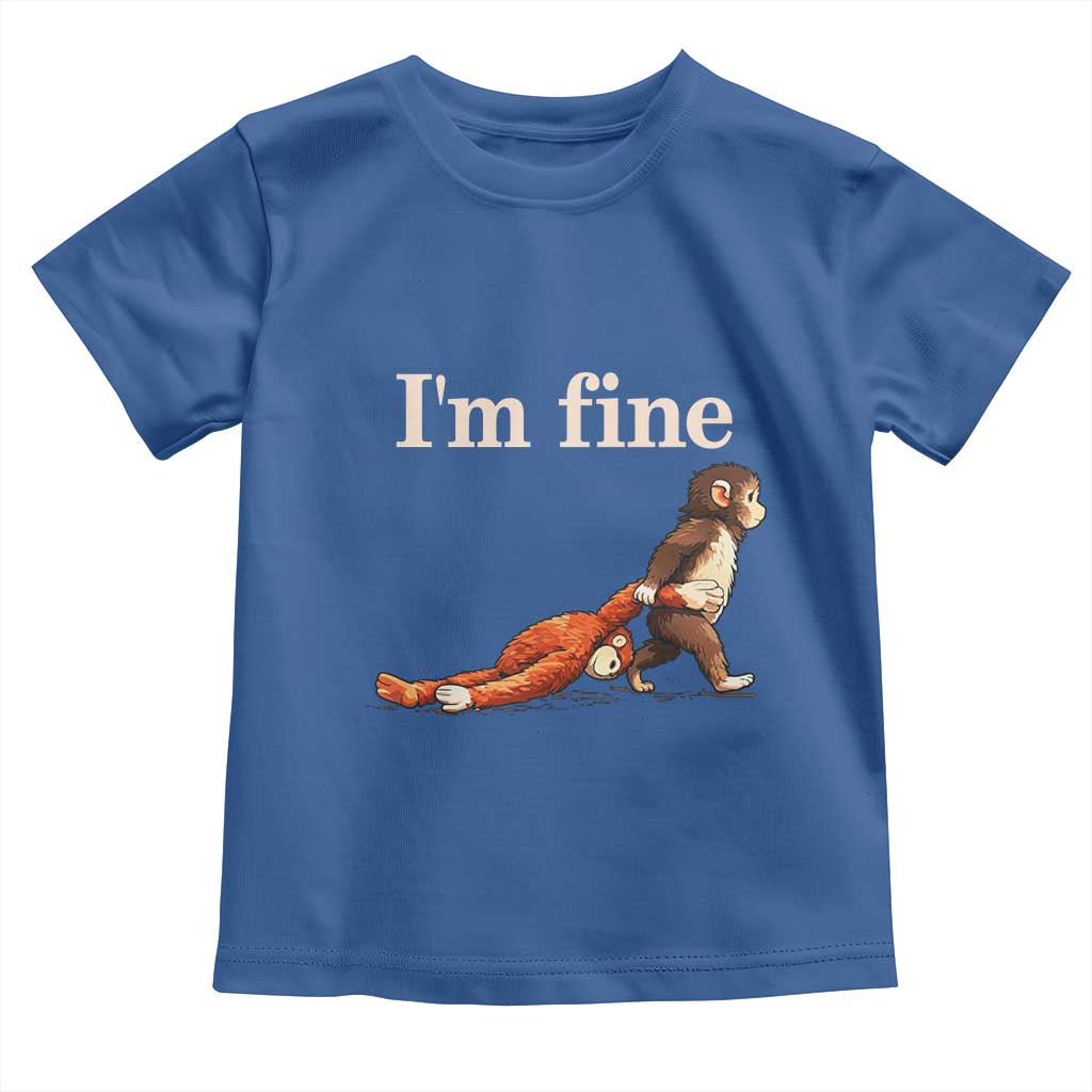 I’m Fine Funny Monkey Meme Toddler T Shirt Viral Punch Baby Monkey Relatable Cute Gift