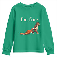 I’m Fine Funny Monkey Meme Youth Sweatshirt Viral Punch Baby Monkey Relatable Cute Gift