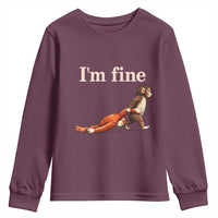 I’m Fine Funny Monkey Meme Youth Sweatshirt Viral Punch Baby Monkey Relatable Cute Gift