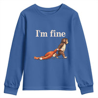 I’m Fine Funny Monkey Meme Youth Sweatshirt Viral Punch Baby Monkey Relatable Cute Gift