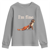 I’m Fine Funny Monkey Meme Youth Sweatshirt Viral Punch Baby Monkey Relatable Cute Gift