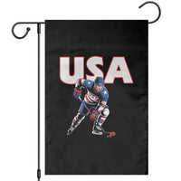 USA Ice Hockey Player Patriotic Graphic Garden Flag Red White and Blue American Sports Fan