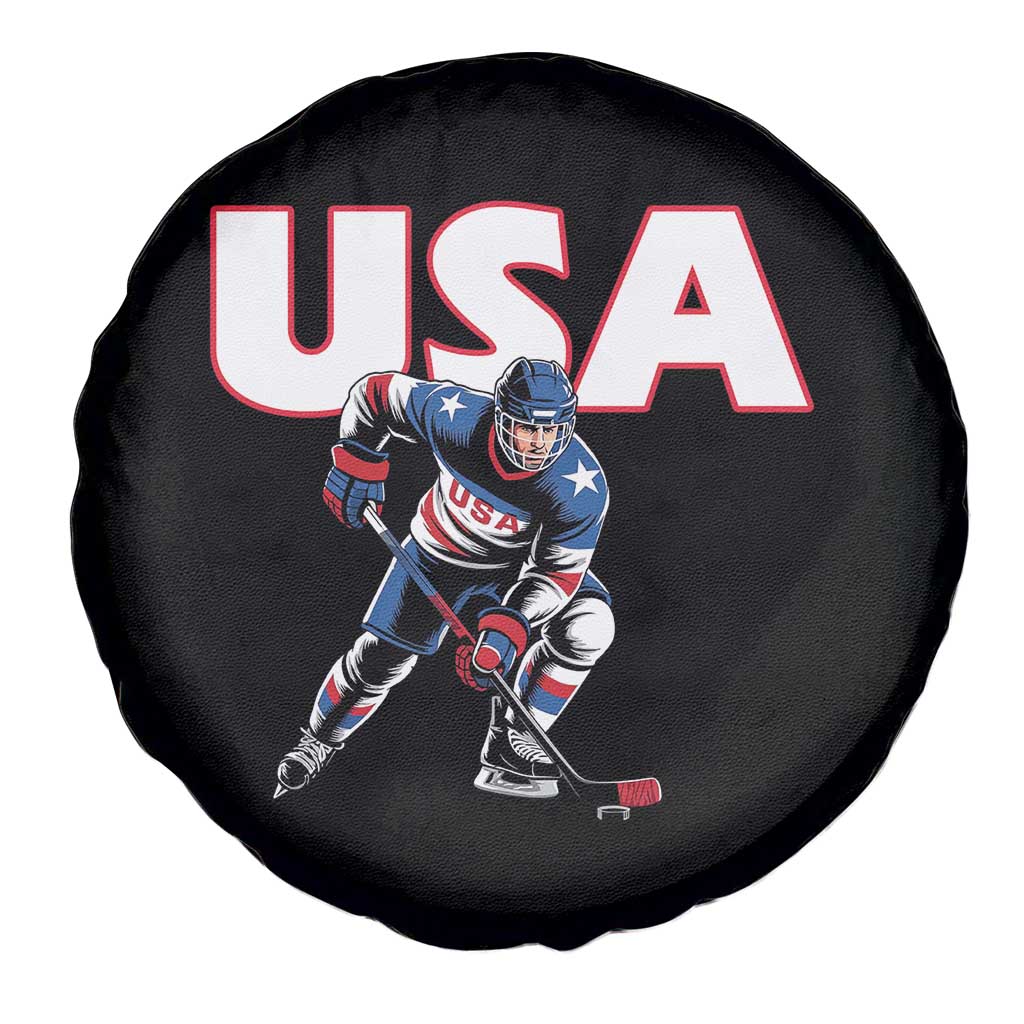 USA Ice Hockey Player Patriotic Graphic Spare Tire Cover Red White and Blue American Sports Fan