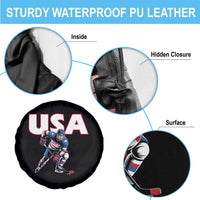 USA Ice Hockey Player Patriotic Graphic Spare Tire Cover Red White and Blue American Sports Fan
