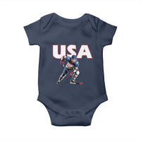 USA Ice Hockey Player Patriotic Graphic Baby Onesie Red White and Blue American Sports Fan