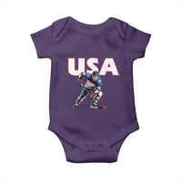 USA Ice Hockey Player Patriotic Graphic Baby Onesie Red White and Blue American Sports Fan
