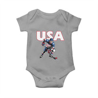 USA Ice Hockey Player Patriotic Graphic Baby Onesie Red White and Blue American Sports Fan