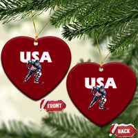 USA Ice Hockey Player Patriotic Graphic Ceramic Ornament Red White and Blue American Sports Fan