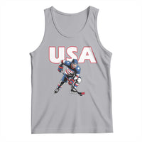 USA Ice Hockey Player Patriotic Graphic Tank Top Red White and Blue American Sports Fan