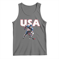 USA Ice Hockey Player Patriotic Graphic Tank Top Red White and Blue American Sports Fan