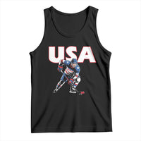 USA Ice Hockey Player Patriotic Graphic Tank Top Red White and Blue American Sports Fan
