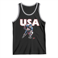 USA Ice Hockey Player Patriotic Graphic Tank Top Red White and Blue American Sports Fan