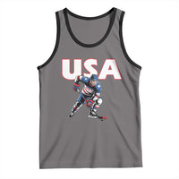 USA Ice Hockey Player Patriotic Graphic Tank Top Red White and Blue American Sports Fan