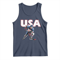 USA Ice Hockey Player Patriotic Graphic Tank Top Red White and Blue American Sports Fan