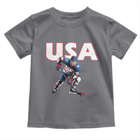 USA Ice Hockey Player Patriotic Graphic Toddler T Shirt Red White and Blue American Sports Fan