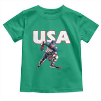 USA Ice Hockey Player Patriotic Graphic Toddler T Shirt Red White and Blue American Sports Fan