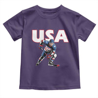USA Ice Hockey Player Patriotic Graphic Toddler T Shirt Red White and Blue American Sports Fan