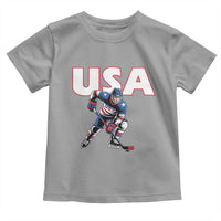 USA Ice Hockey Player Patriotic Graphic Toddler T Shirt Red White and Blue American Sports Fan