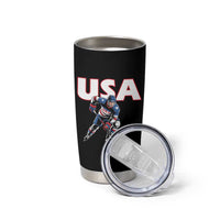 USA Ice Hockey Player Patriotic Graphic Tumbler Cup Red White and Blue American Sports Fan