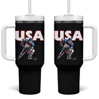 USA Ice Hockey Player Patriotic Graphic Tumbler With Handle Red White and Blue American Sports Fan