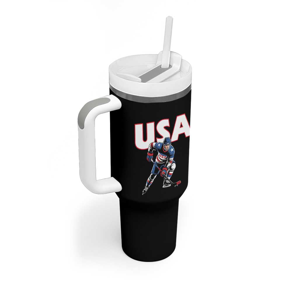 USA Ice Hockey Player Patriotic Graphic Tumbler With Handle Red White and Blue American Sports Fan