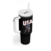 USA Ice Hockey Player Patriotic Graphic Tumbler With Handle Red White and Blue American Sports Fan