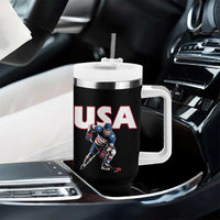 USA Ice Hockey Player Patriotic Graphic Tumbler With Handle Red White and Blue American Sports Fan