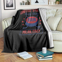 United States Hockey Champs 2026 Milan Italy Throw Blanket Patriotic USA Gold Medal Winter Games Fan