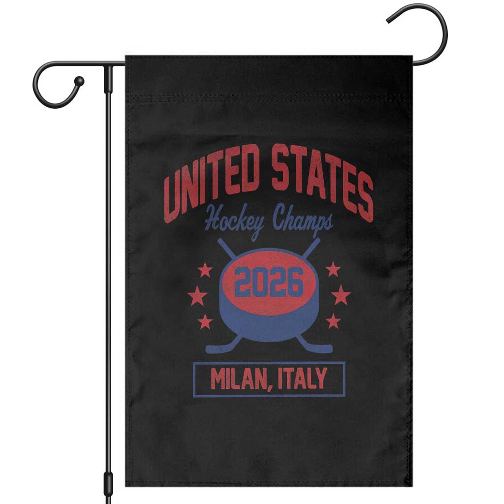 United States Hockey Champs 2026 Milan Italy Garden Flag Patriotic USA Gold Medal Winter Games Fan