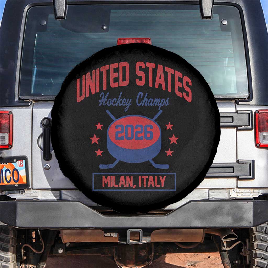 United States Hockey Champs 2026 Milan Italy Spare Tire Cover Patriotic USA Gold Medal Winter Games Fan