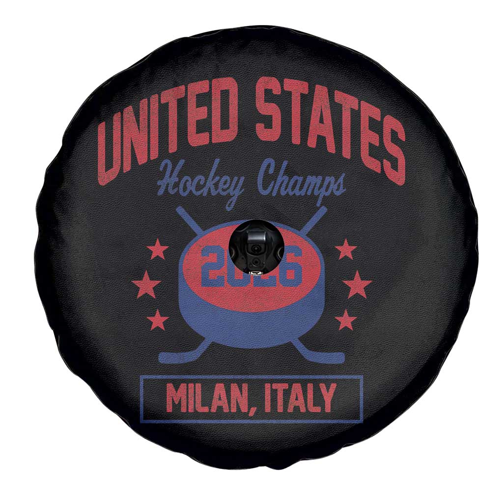 United States Hockey Champs 2026 Milan Italy Spare Tire Cover Patriotic USA Gold Medal Winter Games Fan