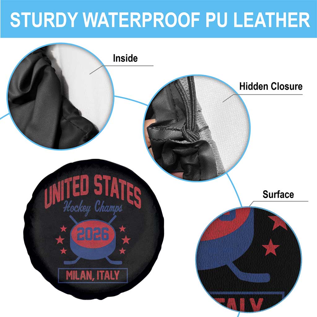 United States Hockey Champs 2026 Milan Italy Spare Tire Cover Patriotic USA Gold Medal Winter Games Fan