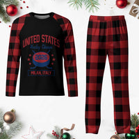 United States Hockey Champs 2026 Milan Italy Plaid Pajama Set Patriotic USA Gold Medal Winter Games Fan