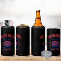 United States Hockey Champs 2026 Milan Italy 4 in 1 Can Cooler Tumbler Patriotic USA Gold Medal Winter Games Fan
